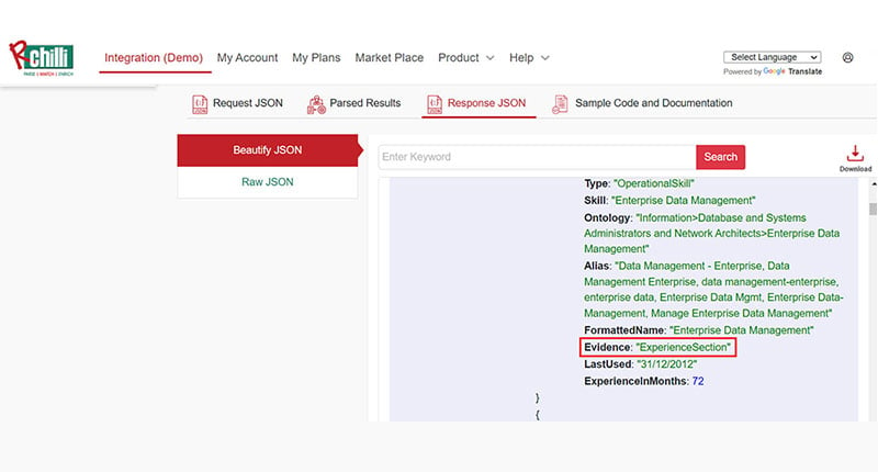 RChilli Resume Parser-Evidence