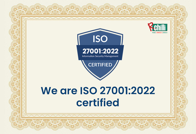 RChilli is ISO 27001:2022 Certified